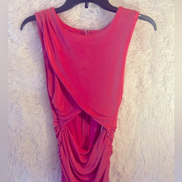 LULUS Pink Ruched Cutout Bodycon Midi Dress - Picture 7 of 8